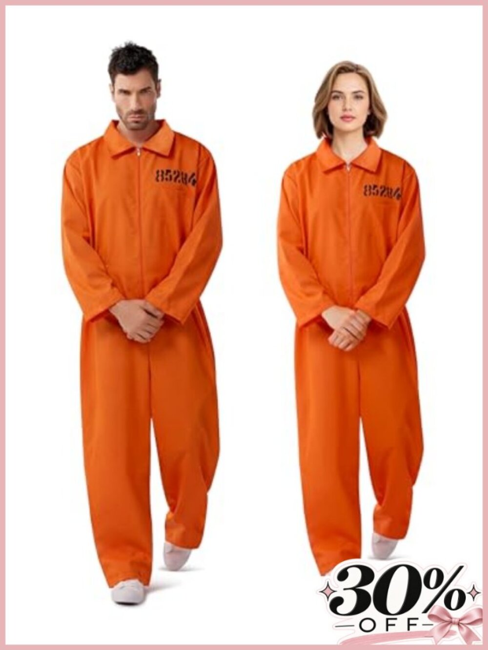 Prisoner Jumpsuit Costume Halloween Cosplay Party Adult Unisex